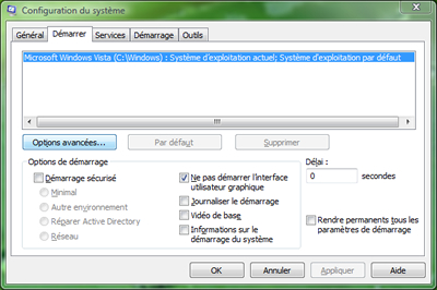 Capture d'écran - Configuration du système, msconfig.exe