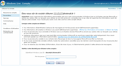 Supprimer votre compte Windows Live