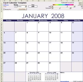 thème de calendrier pour Excel