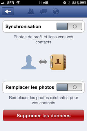 Synchronisation contact facebook iphone